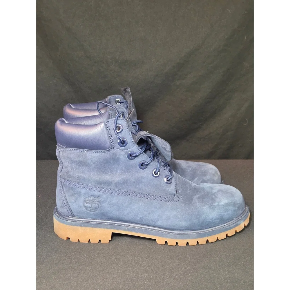 Timberland 6 Inch Premium Waterproof Boots Navy‎ Blue Nubuck Mens 6 Women 7.5